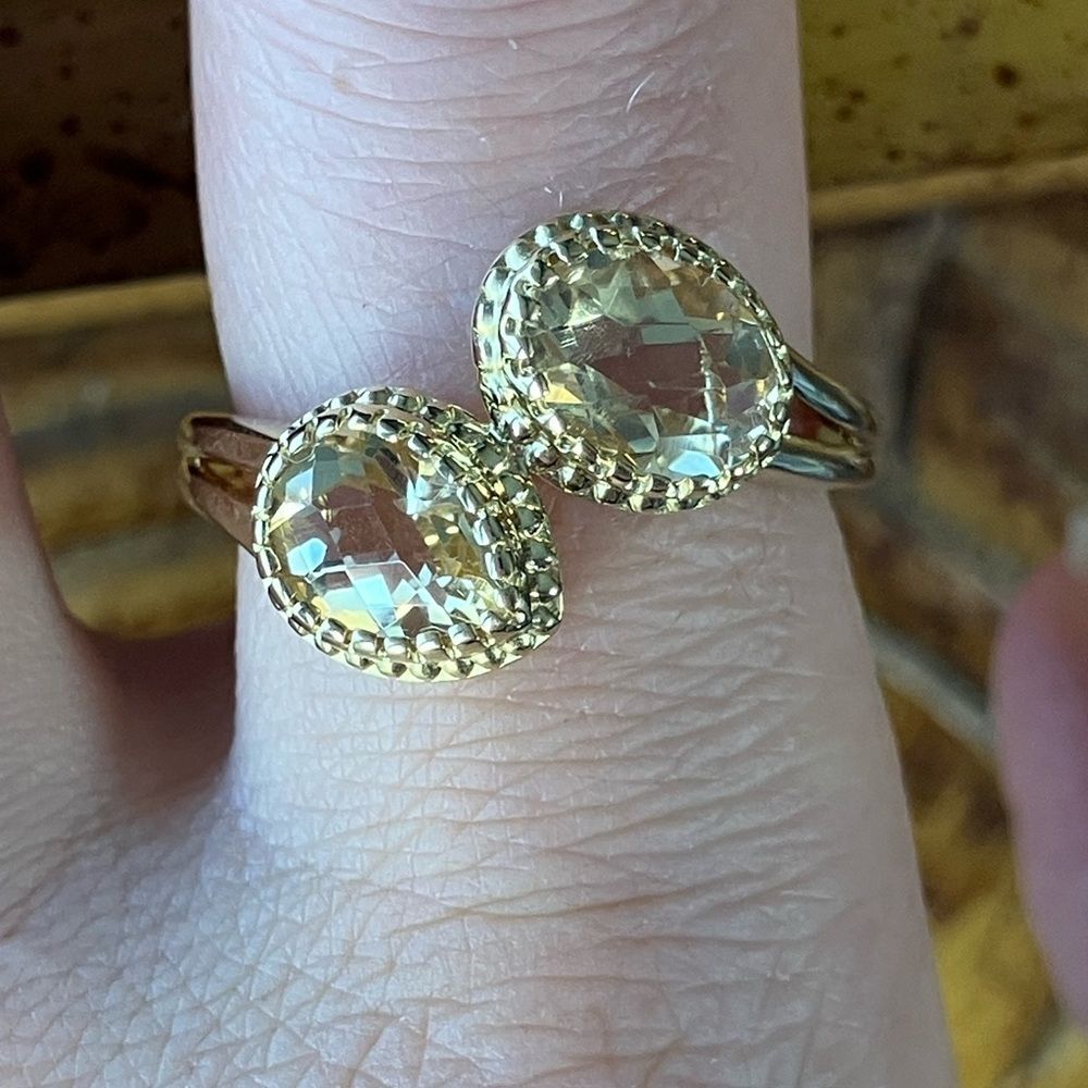 Brazilian Citrine Sterling Silver Bypass Ring Size 9